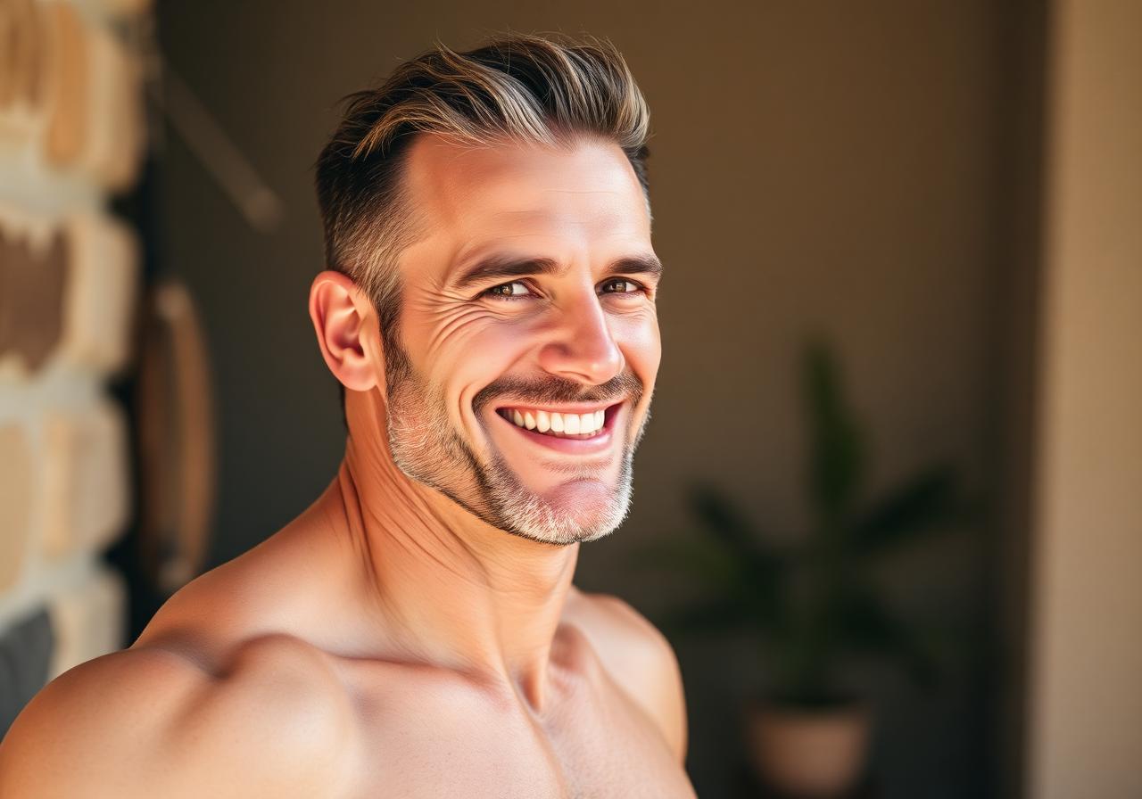 Man feeling energetic and confident